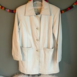 Vintage Cream Leather Jacket